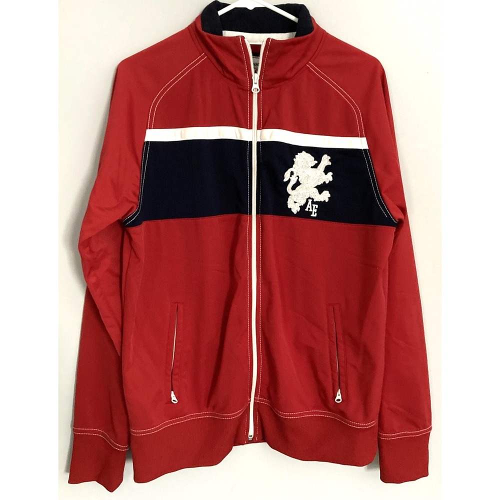 American Eagle Outfitters Jacket Mens M Track Colorblock Lion Embroidery Logo AE